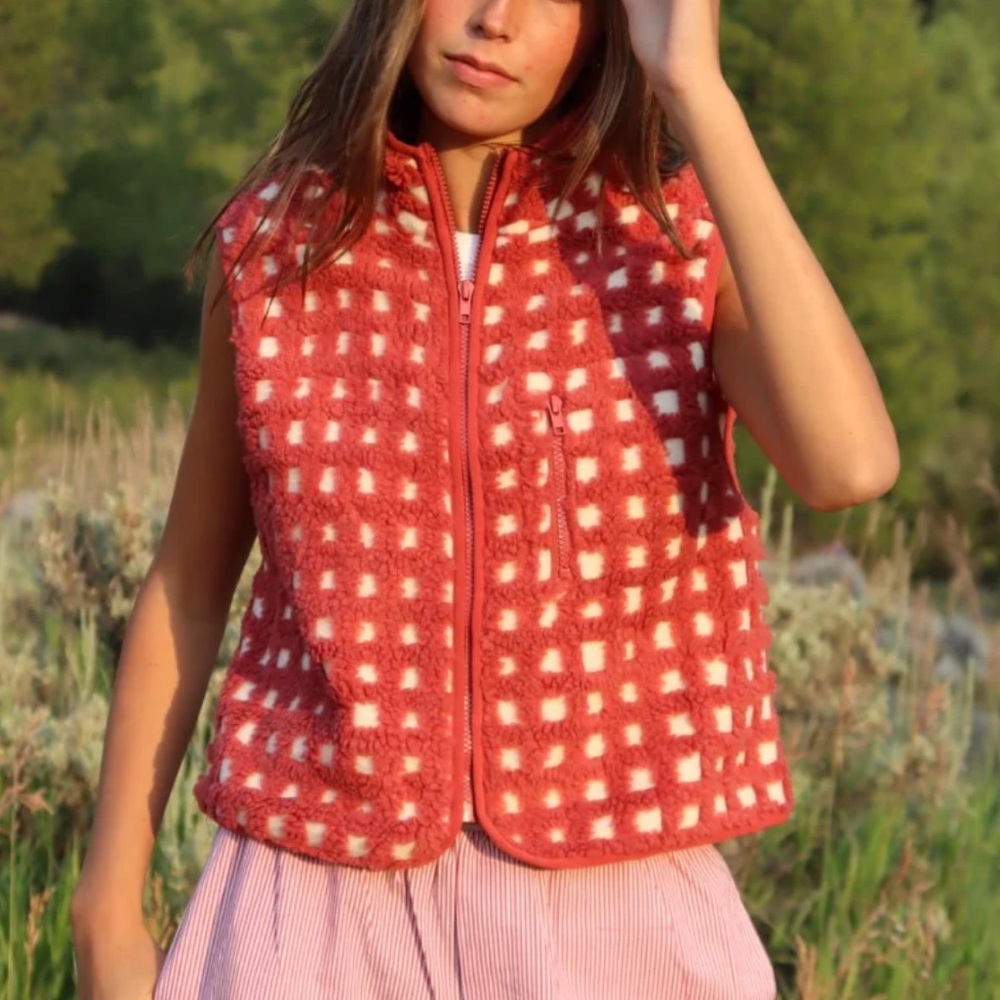 Red and White Checkered Women's Vest